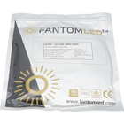 Sealed Fantom LED pouch with Fantom LED 16.4ft tape light inside. With Fantom LED brand and logo printed on and a  product detailing sticker on the pouch