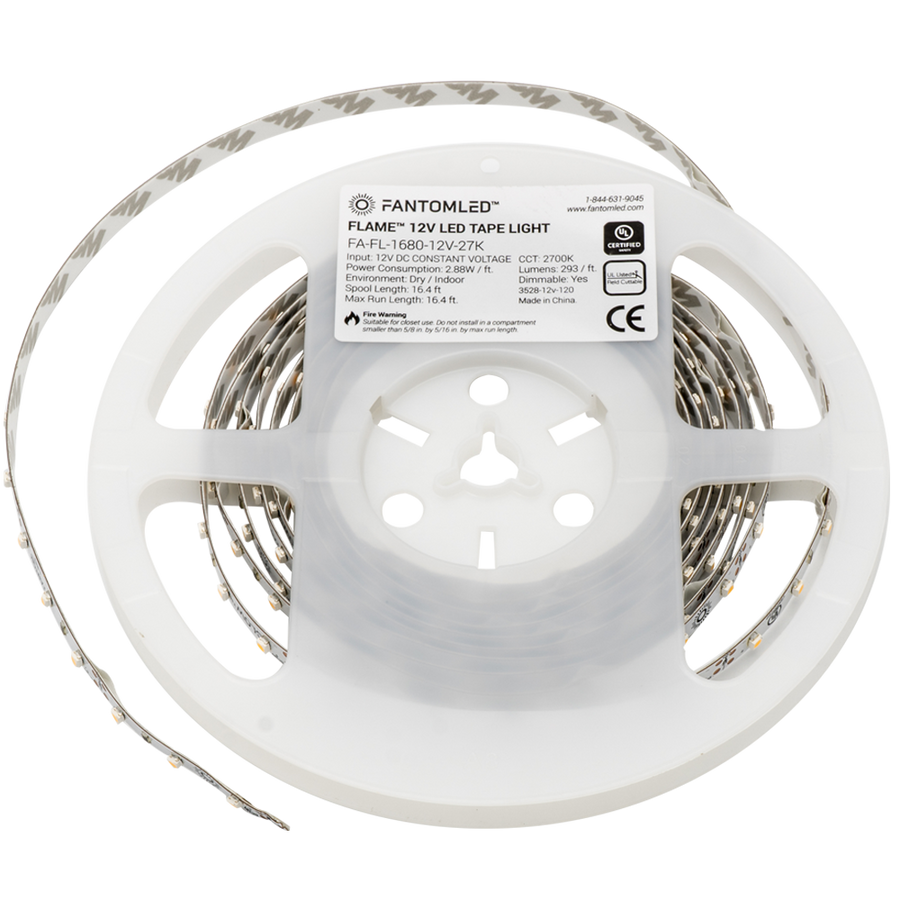 CPO Custom Length 12V FLAME™ LED Tape Light - Dry Location (IP20)