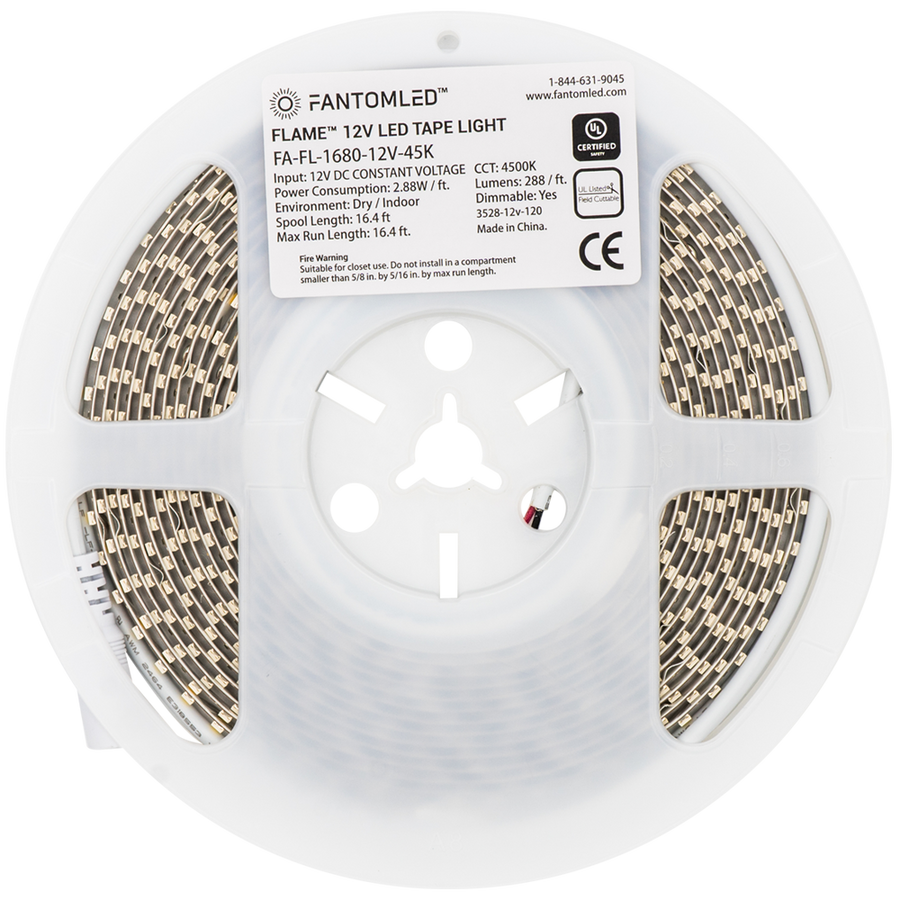 CPO Custom Length 12V FLAME™ LED Tape Light - Dry Location (IP20)